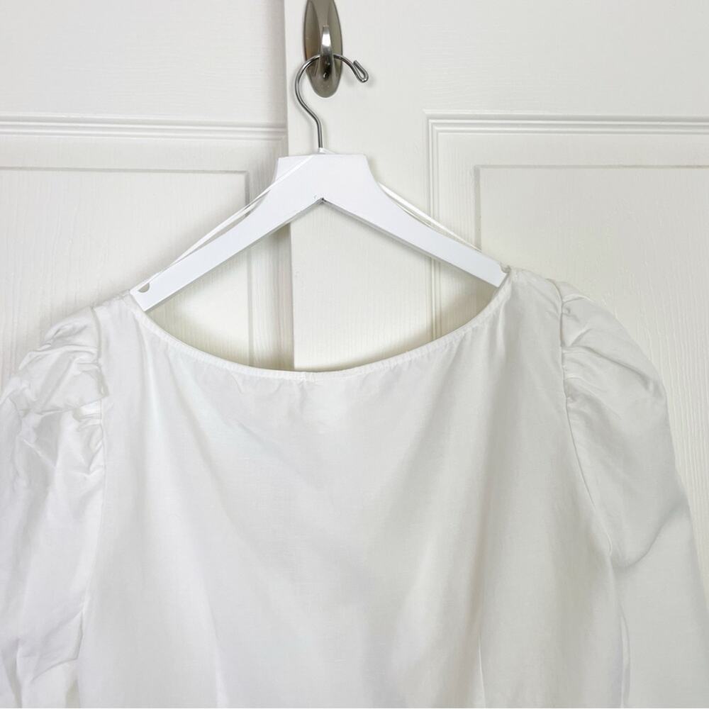 Brock Collection x H&M Tie Front Ivory Blouse Linen Blend 3/4 Sleeve NWOT Sz L - Picture 7 of 10